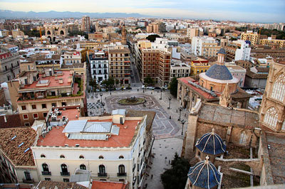 Vista aerea de la Plaza de la Virgen de Valencia
