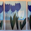 Pintura de tulipanes azules y blanco de pacoponce
