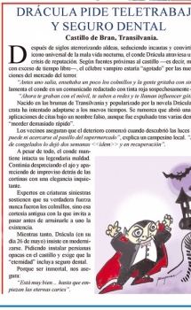 Drácula quiere revindicar su trabajo – Periódico
